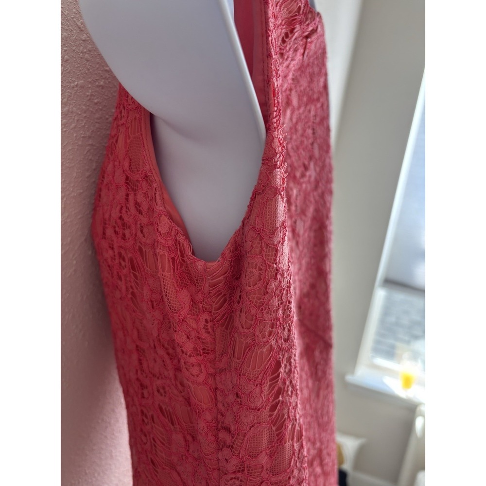 Vince Camuto Coral Lace Overlay Sheath Dress Cocktail Party Wedding Size 4 - Picture 7 of 8